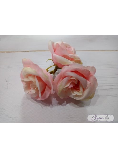 Selyem rózsafej vintage krém-rózsaszín 3 db